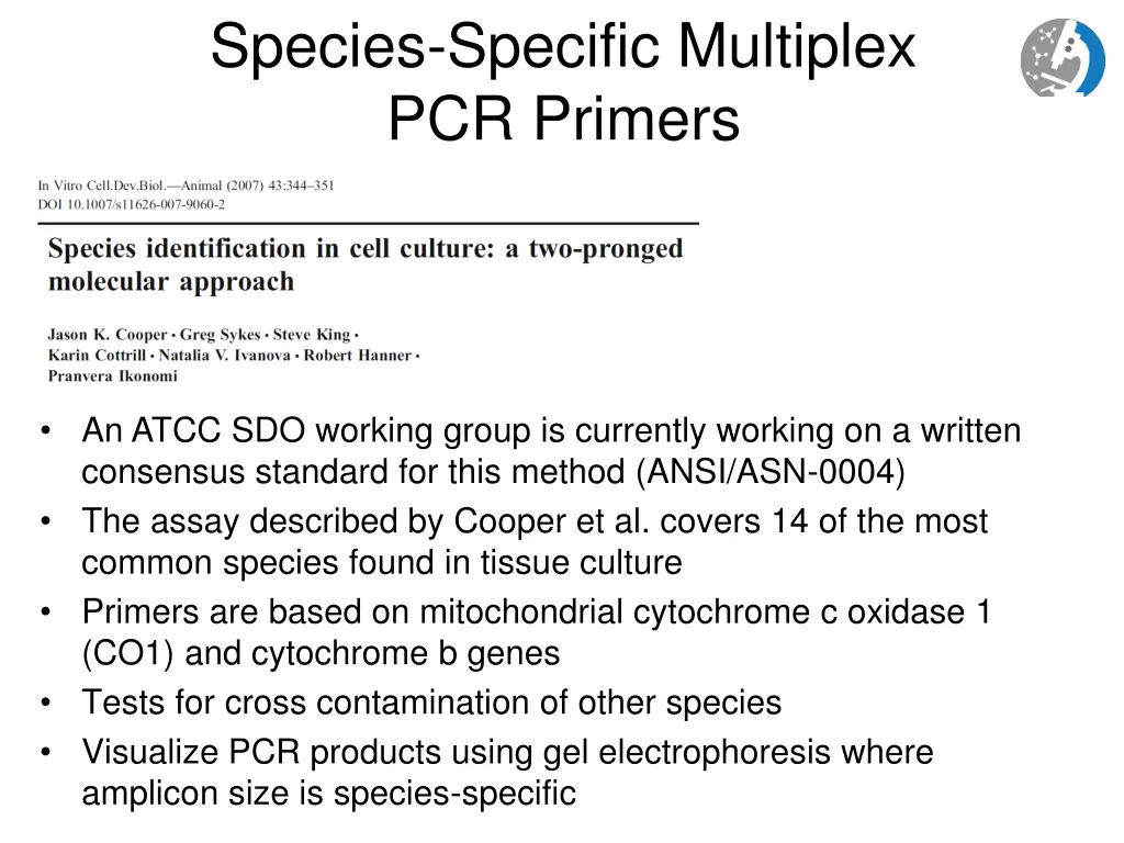 species specific multiplex pcr primers