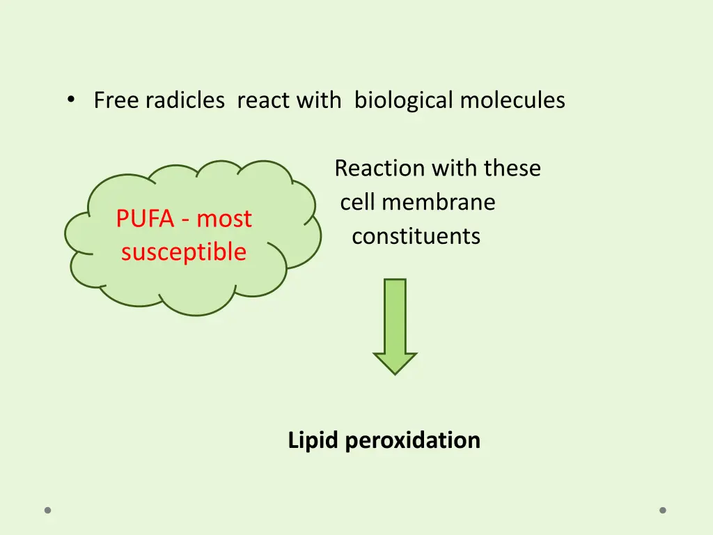 free radicles react with biological molecules