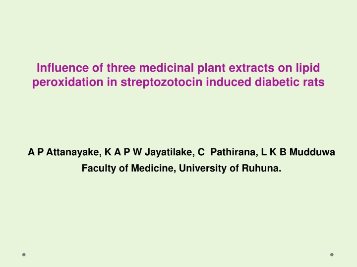 influence of three medicinal plant extracts