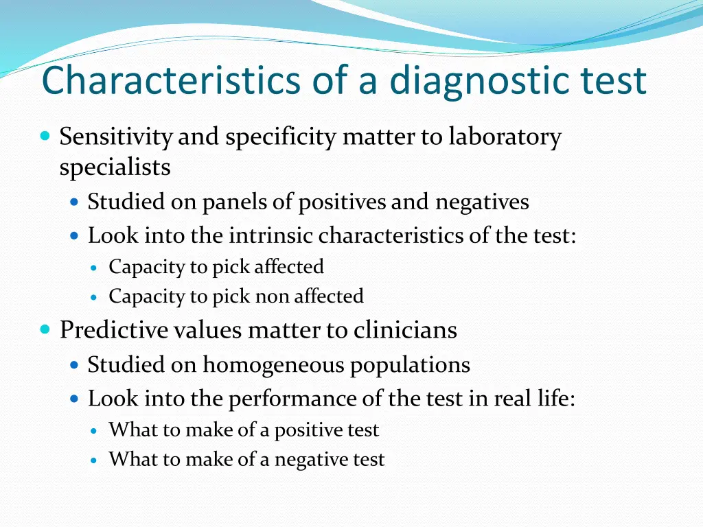 characteristics of a diagnostic test