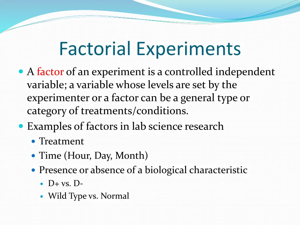 factorial experiments 1