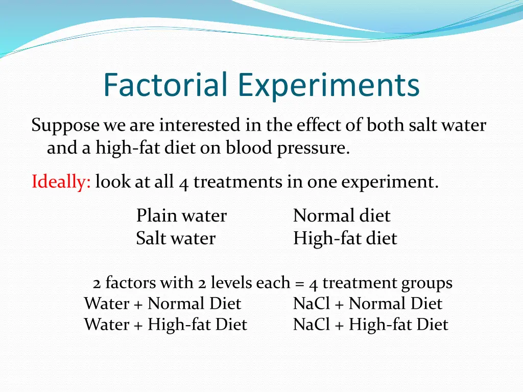 factorial experiments