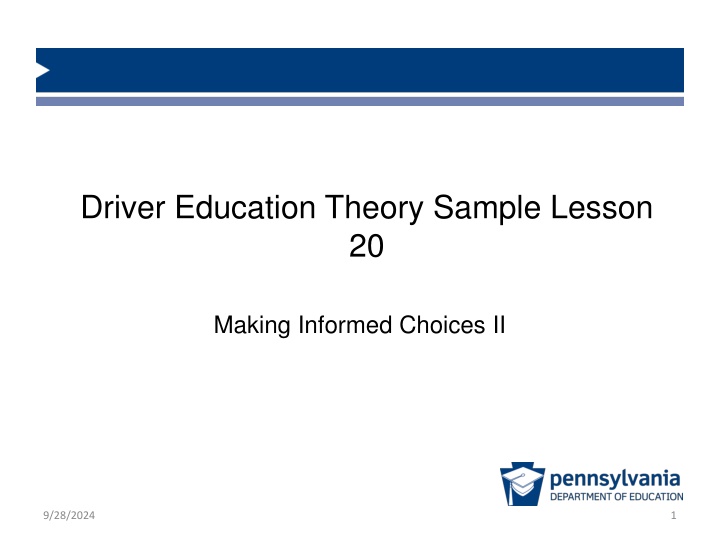 driver education theory sample lesson 20