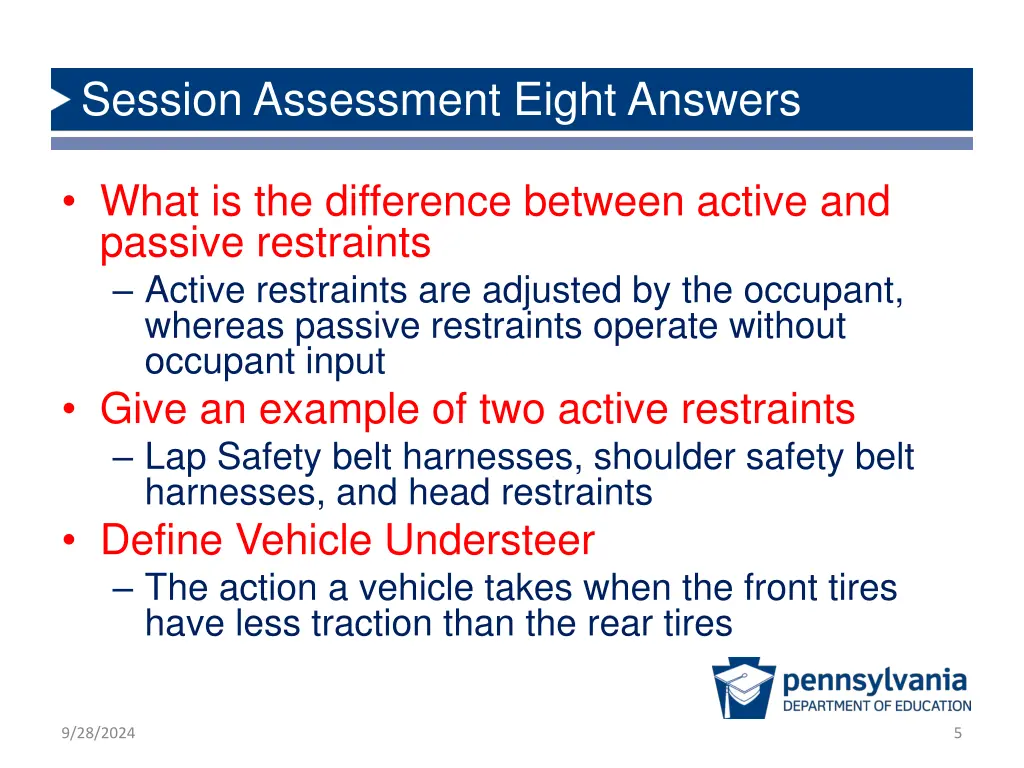 session assessment eight answers