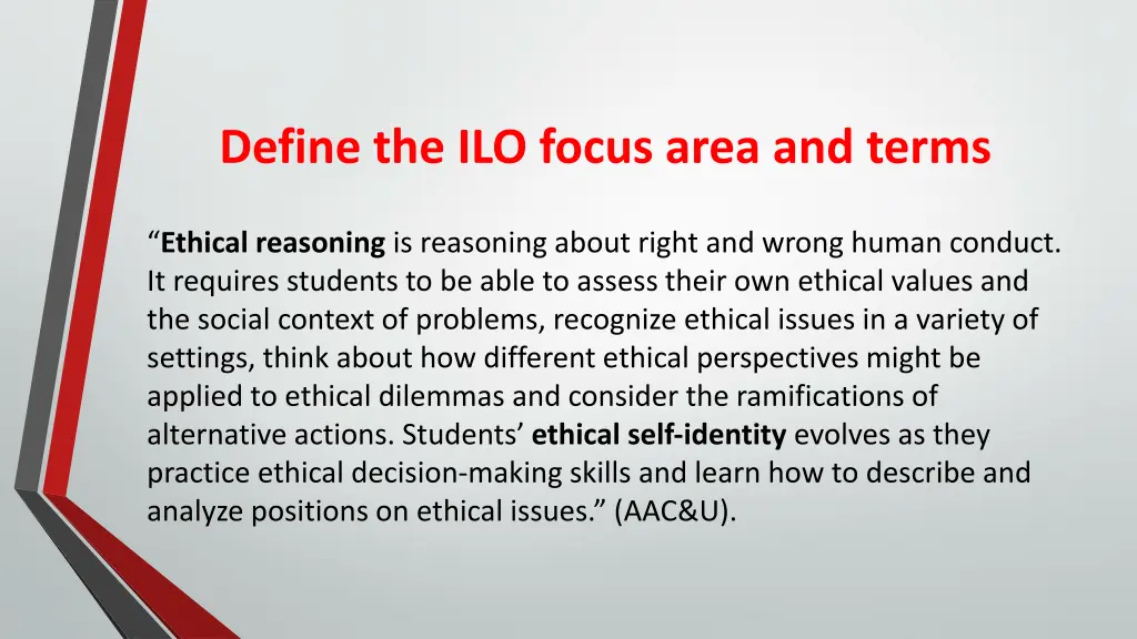 define the ilo focus area and terms 1