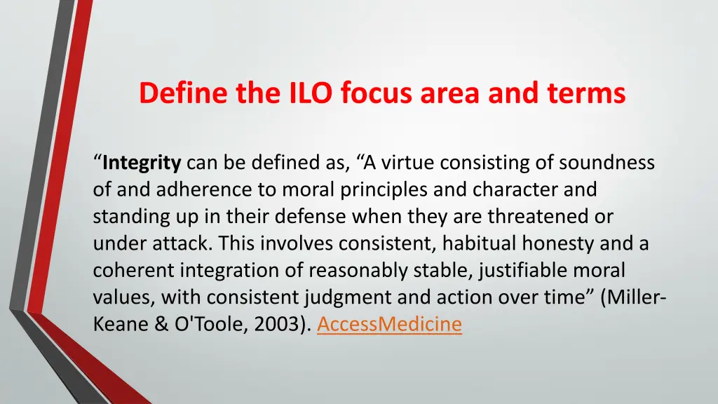 define the ilo focus area and terms