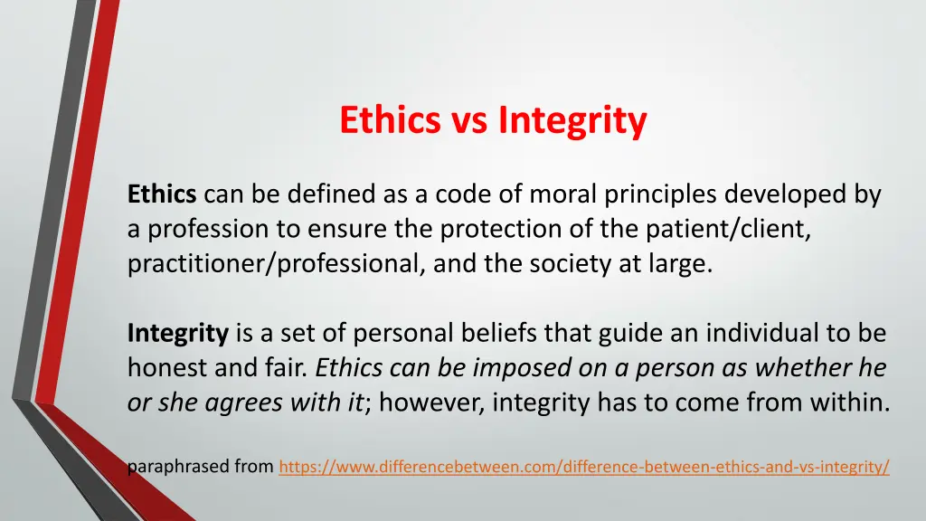 ethics vs integrity