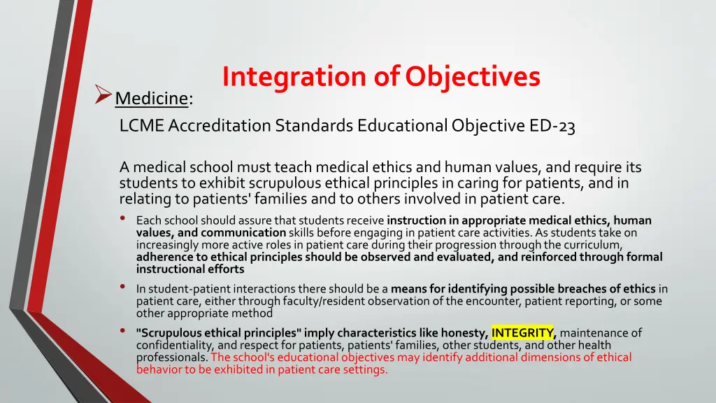 integration of objectives