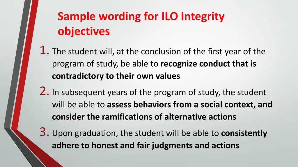 sample wording for ilo integrity objectives