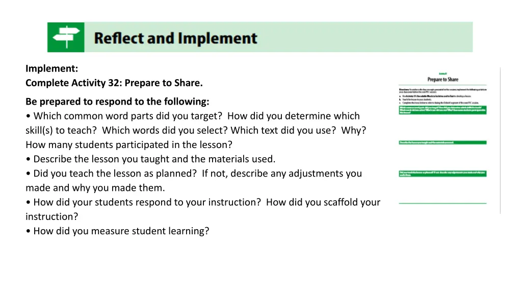 implement complete activity 32 prepare to share