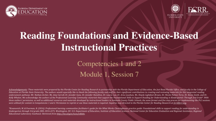 reading foundations and evidence based