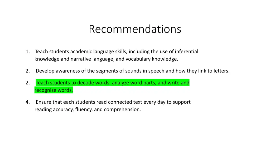 recommendations