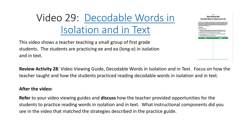 video 29 decodable words in isolation and in text