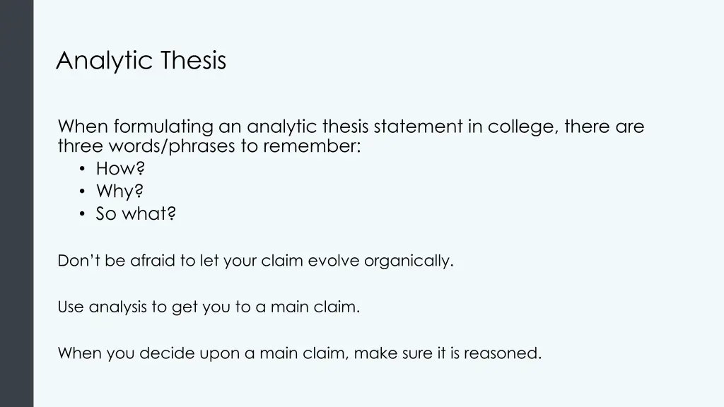 analytic thesis