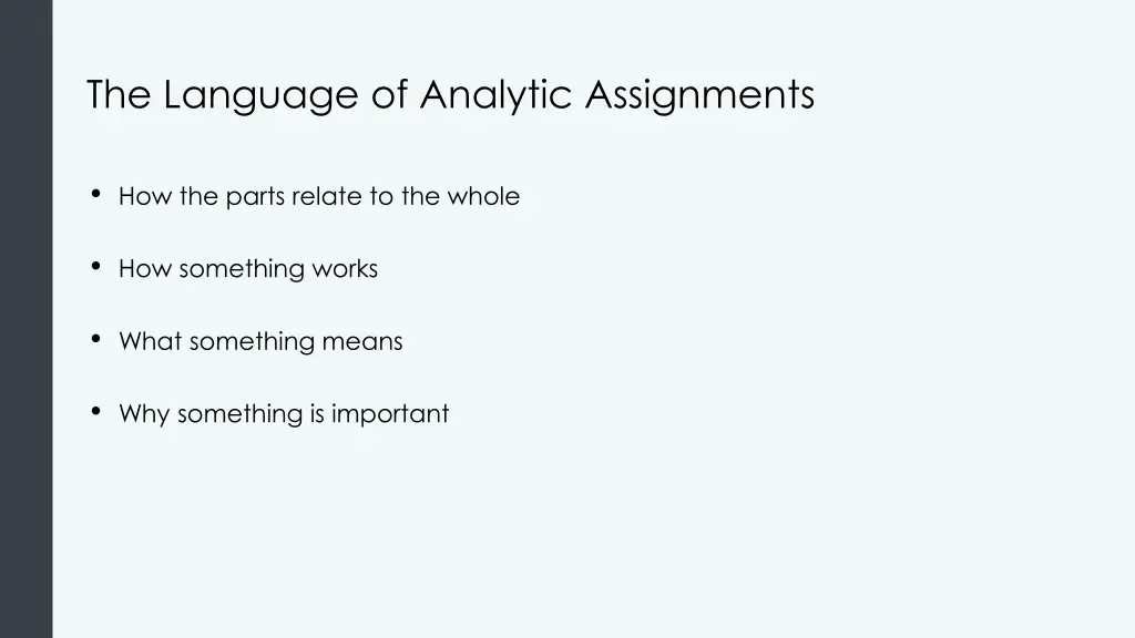 the language of analytic assignments