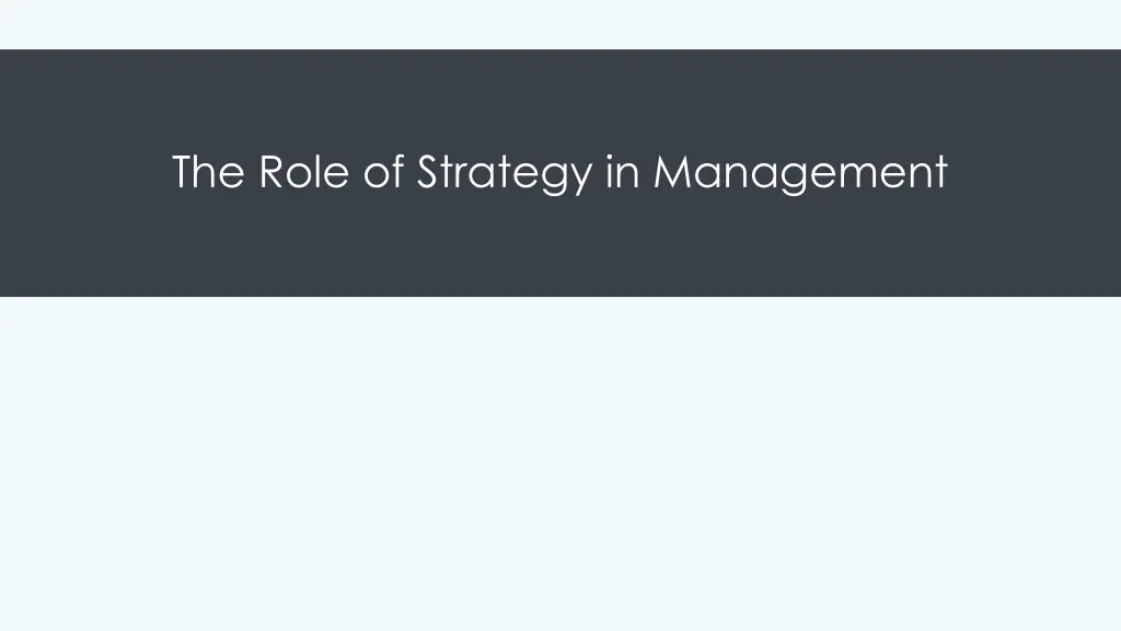 the role of strategy in management