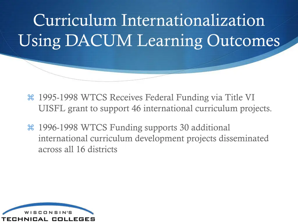 curriculum internationalization using dacum