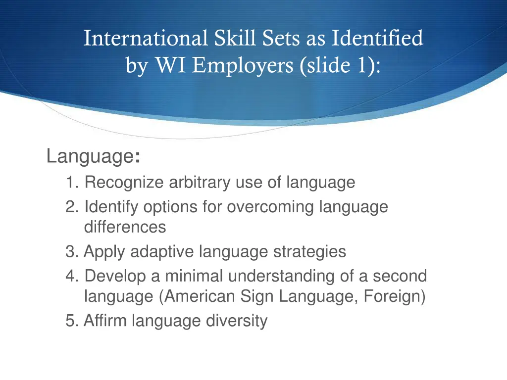 international skill sets as identified 1