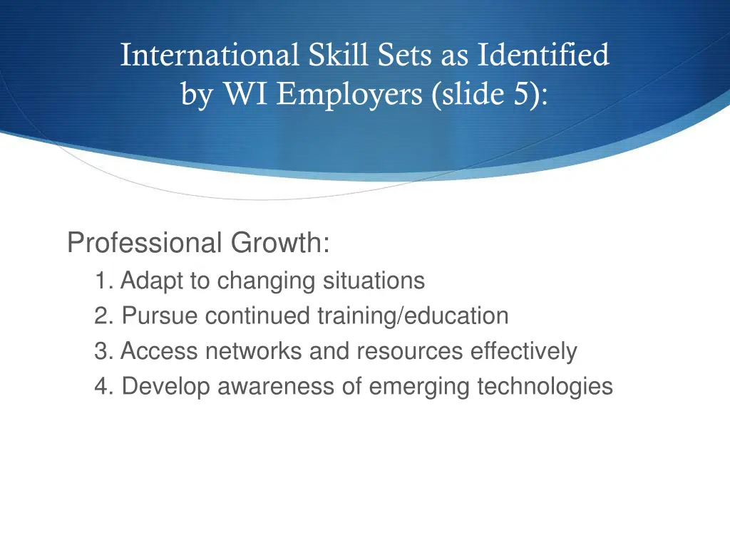 international skill sets as identified 5