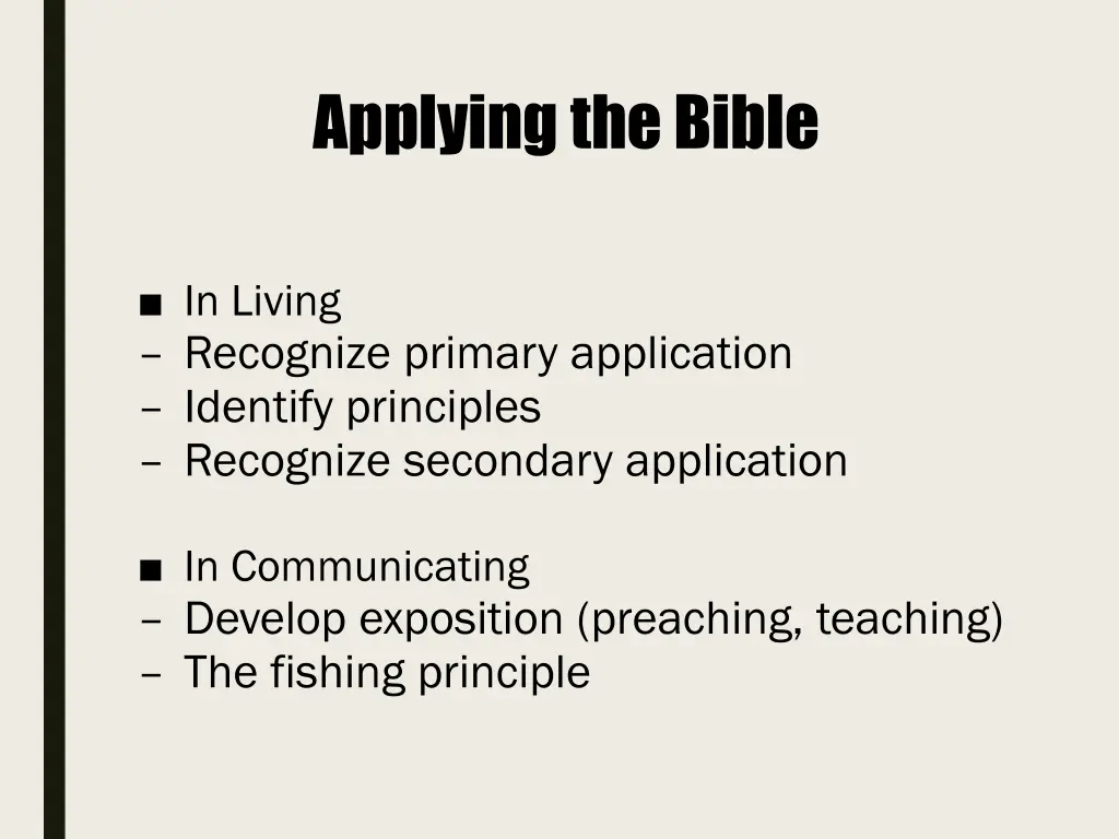 applying the bible 1