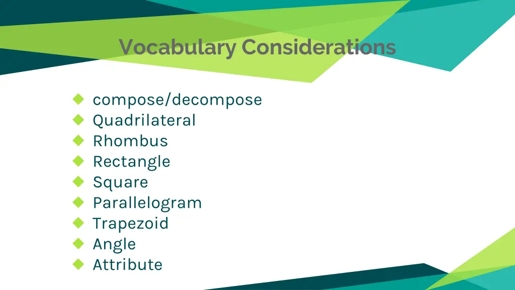 vocabulary considerations