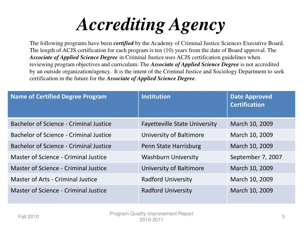 accrediting agency