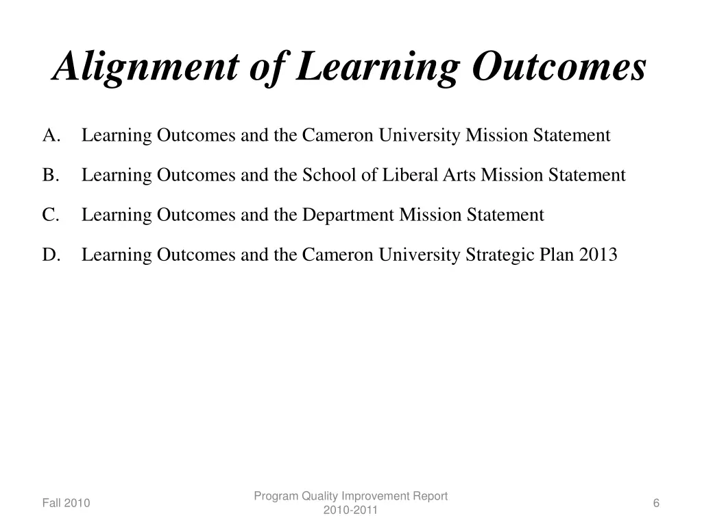 alignment of learning outcomes