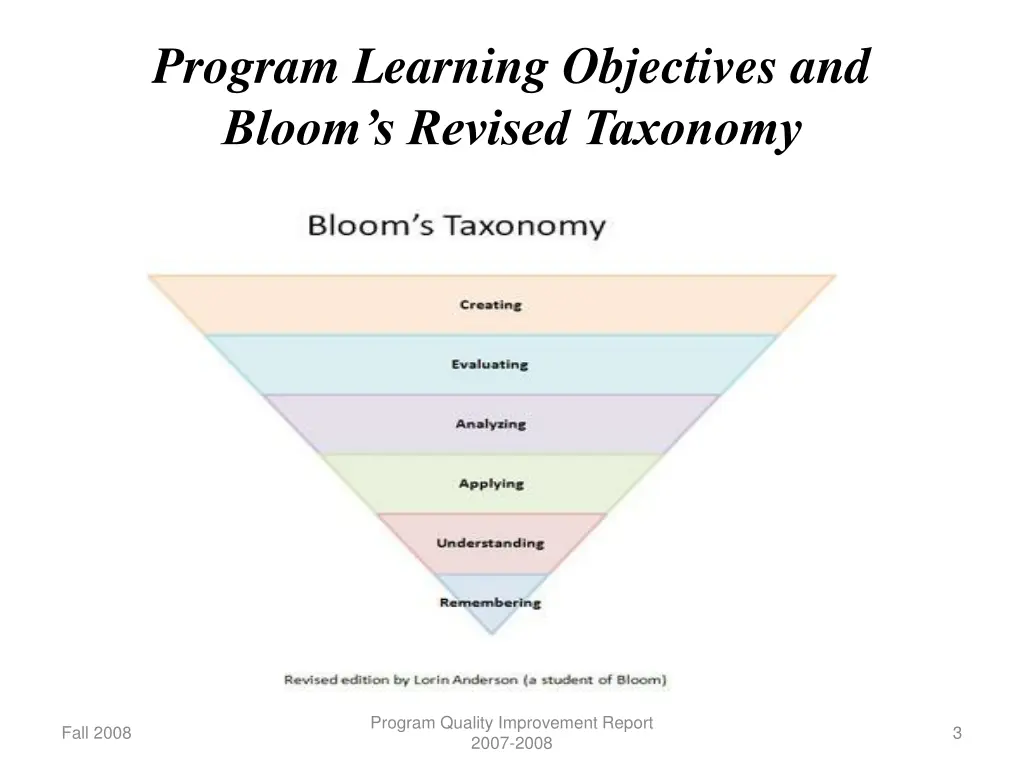 program learning objectives and bloom s revised