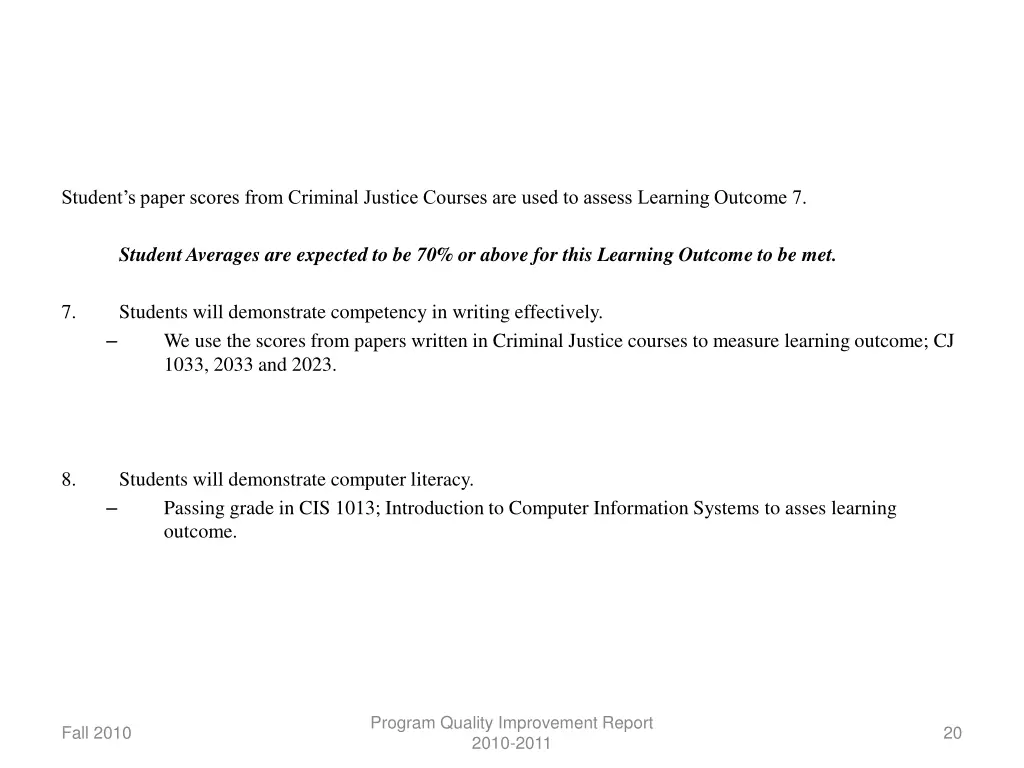 student s paper scores from criminal justice