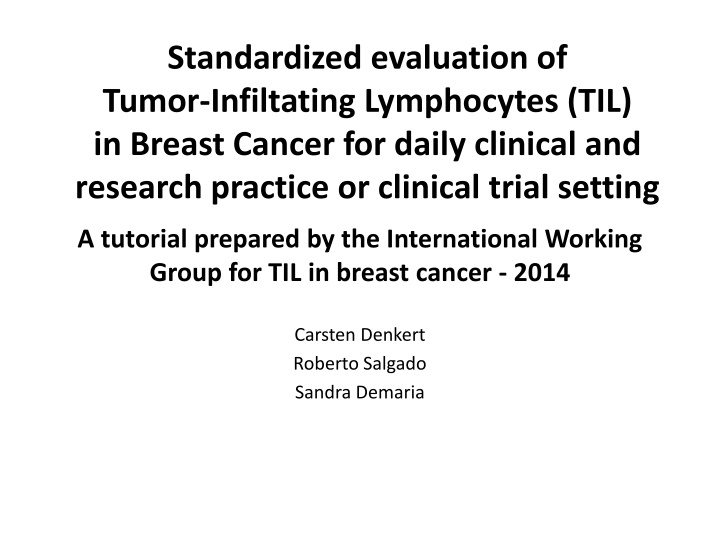 standardized evaluation of tumor infiltating