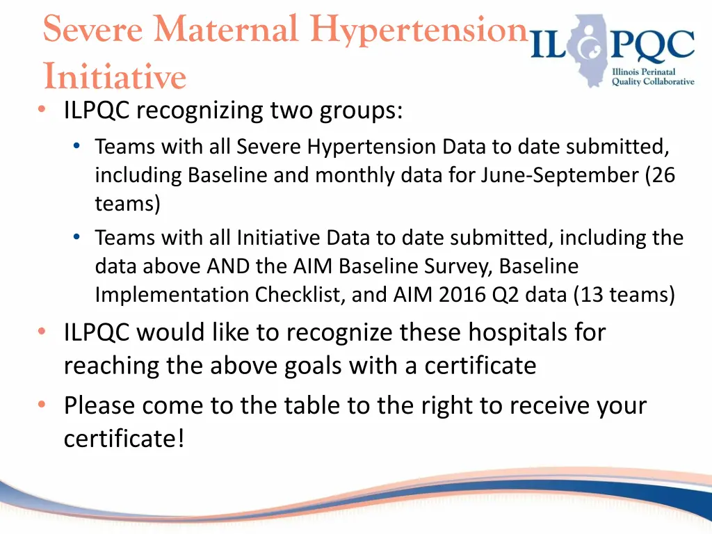 severe maternal hypertension initiative ilpqc