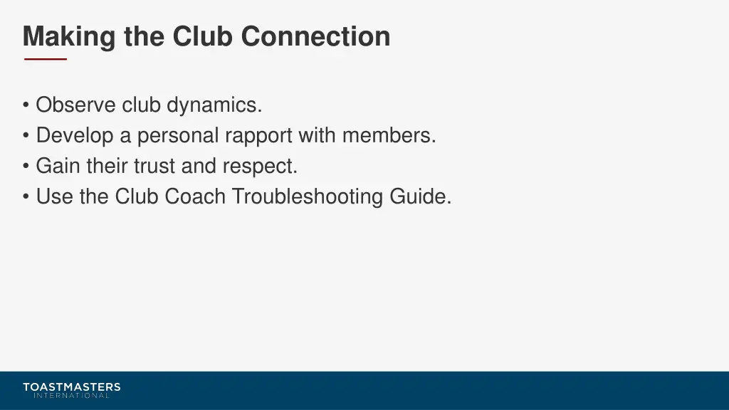 making the club connection