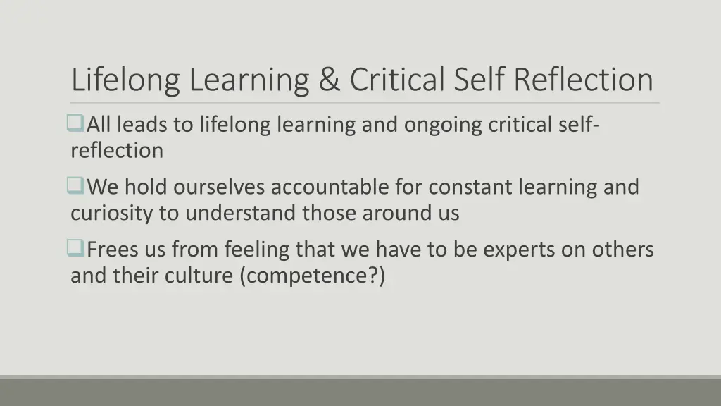 lifelong learning critical self reflection