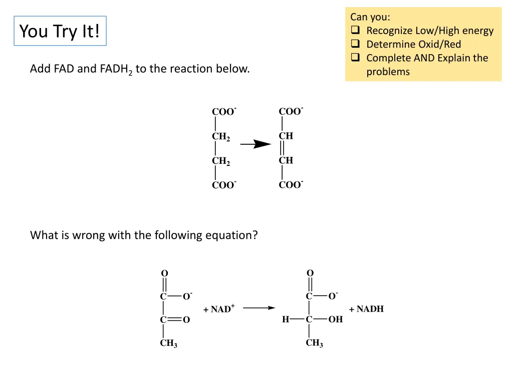 can you recognize low high energy determine oxid