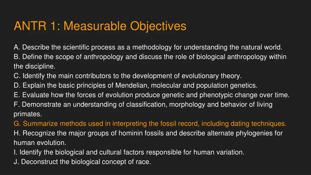 antr 1 measurable objectives