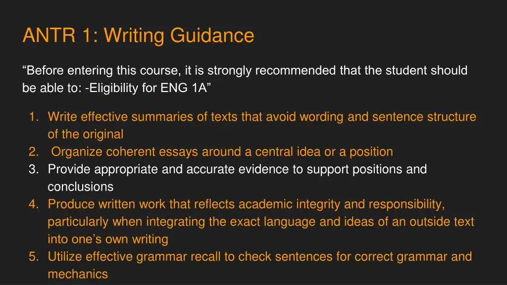 antr 1 writing guidance