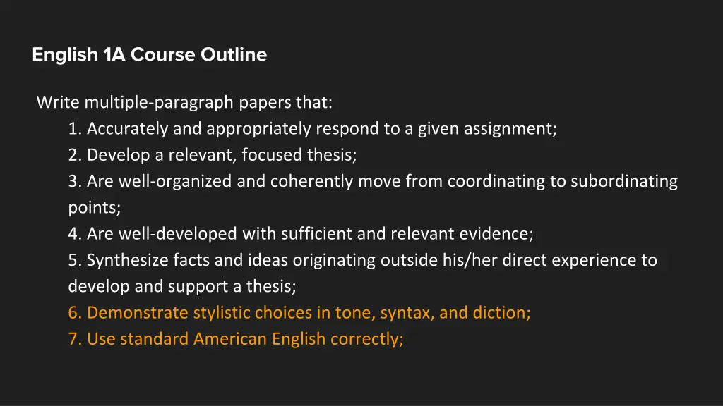 english 1a course outline