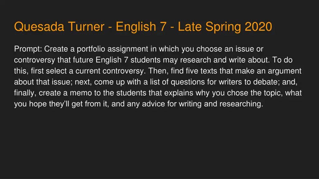 quesada turner english 7 late spring 2020