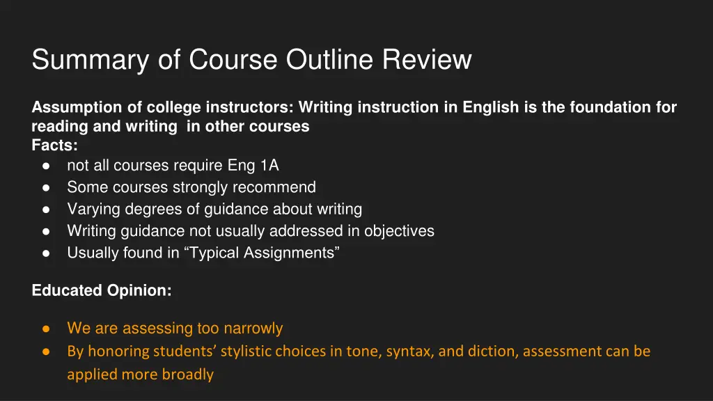 summary of course outline review