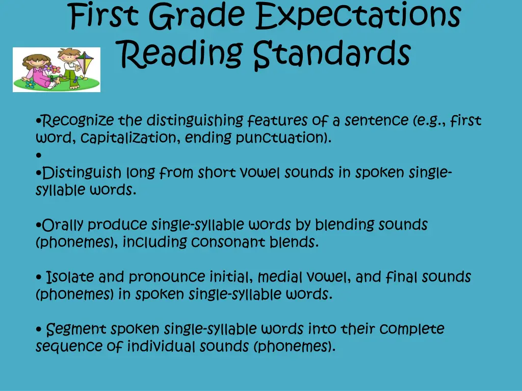 first grade expectations reading standards