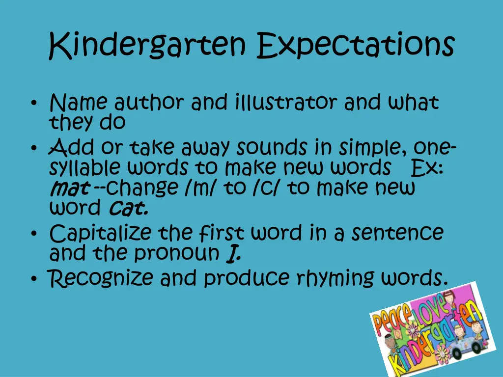 kindergarten expectations