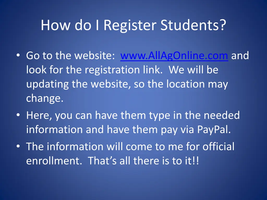 how do i register students