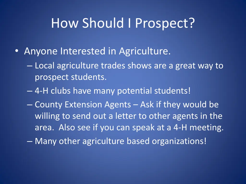 how should i prospect 2