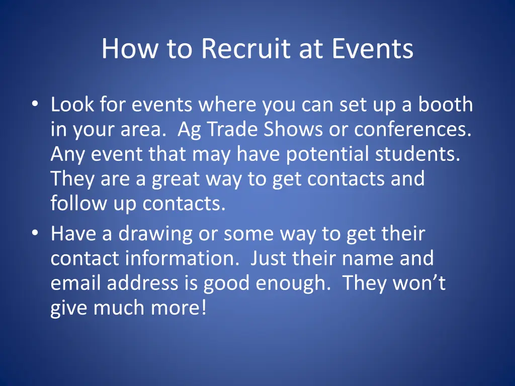 how to recruit at events