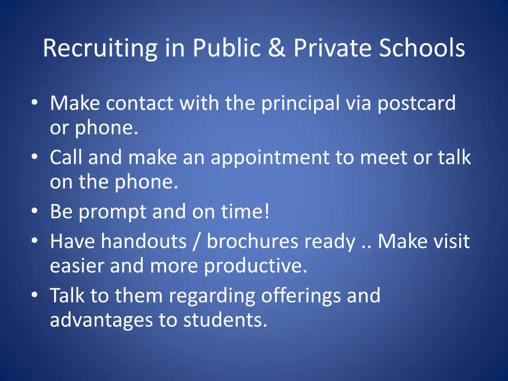 recruiting in public private schools