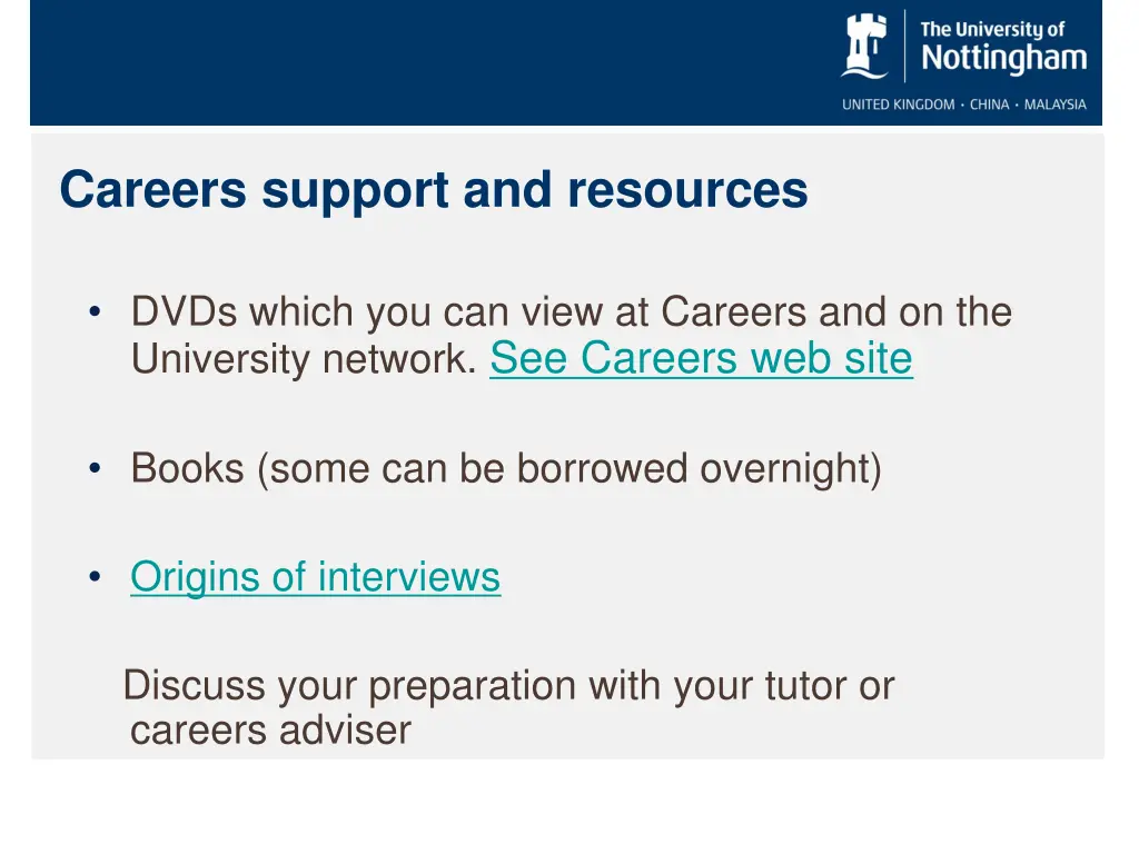 careers support and resources