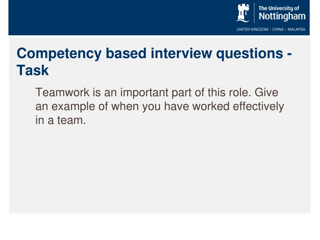 competency based interview questions task