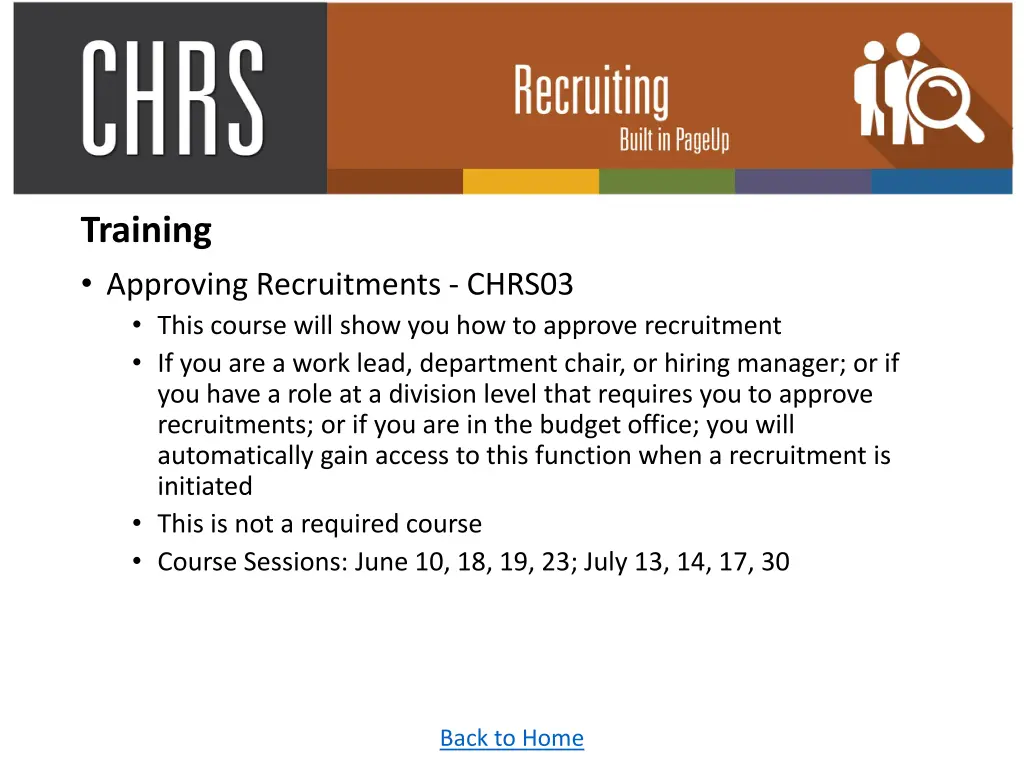 training approving recruitments chrs03 this