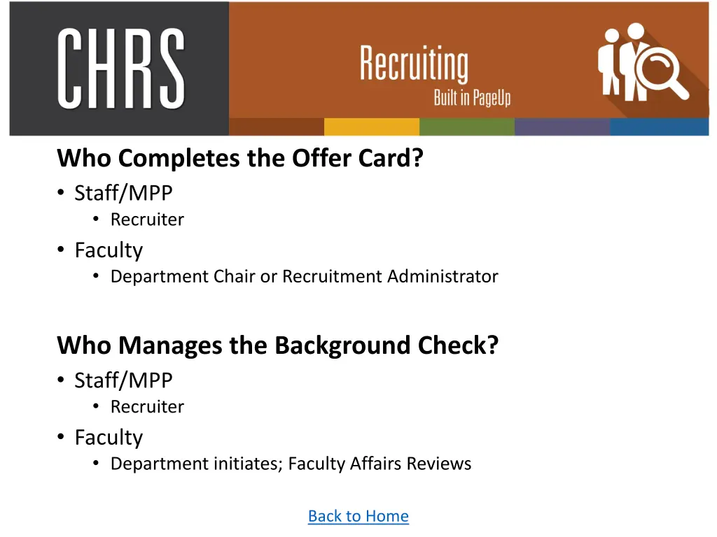 who completes the offer card staff mpp recruiter