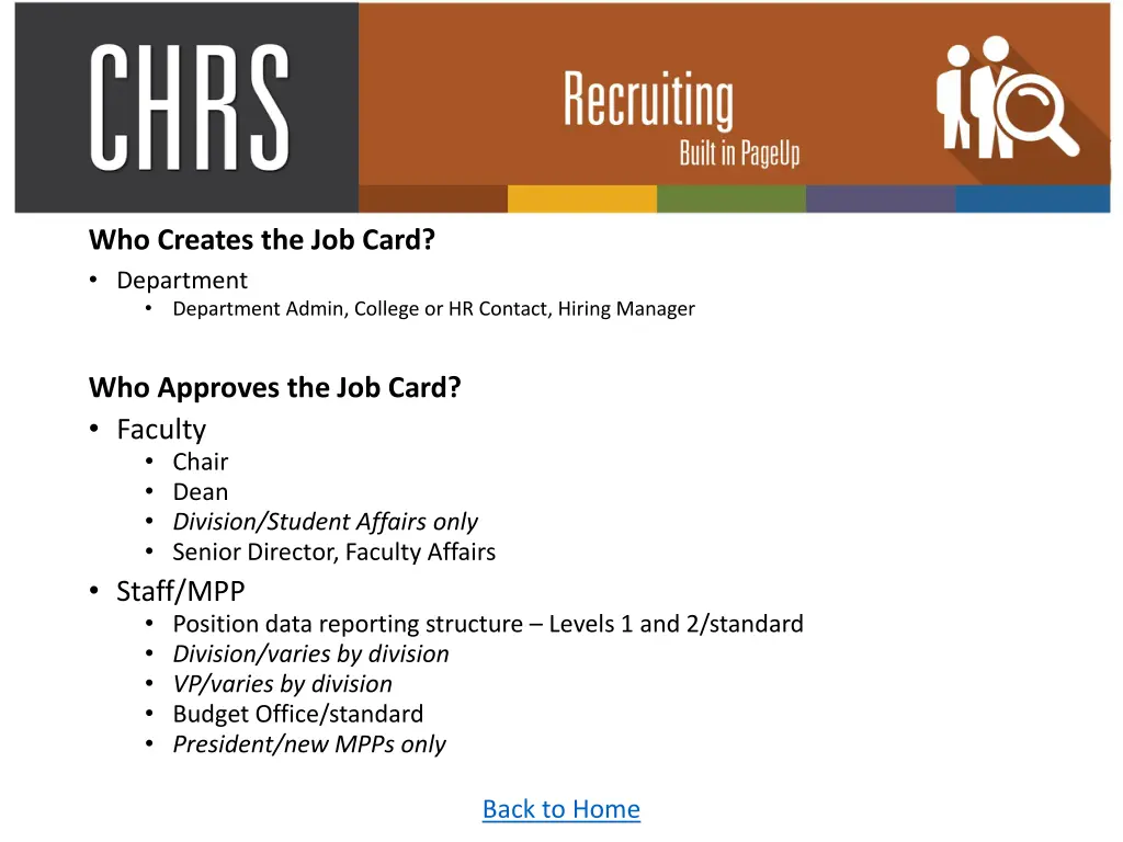 who creates the job card department department